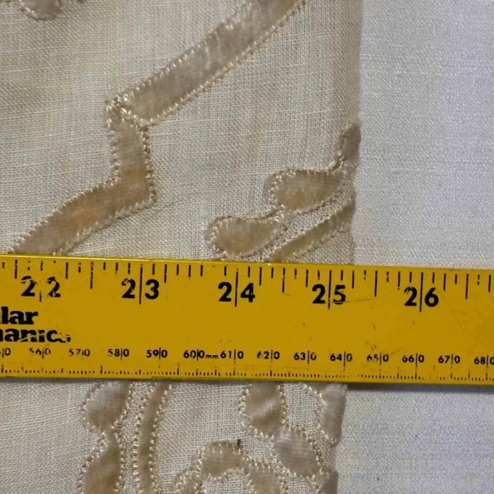 Z GALLERIE 100% LINEN Pillow Cover 25” Velvet Damask Cream Tan Zips Closed NWOT